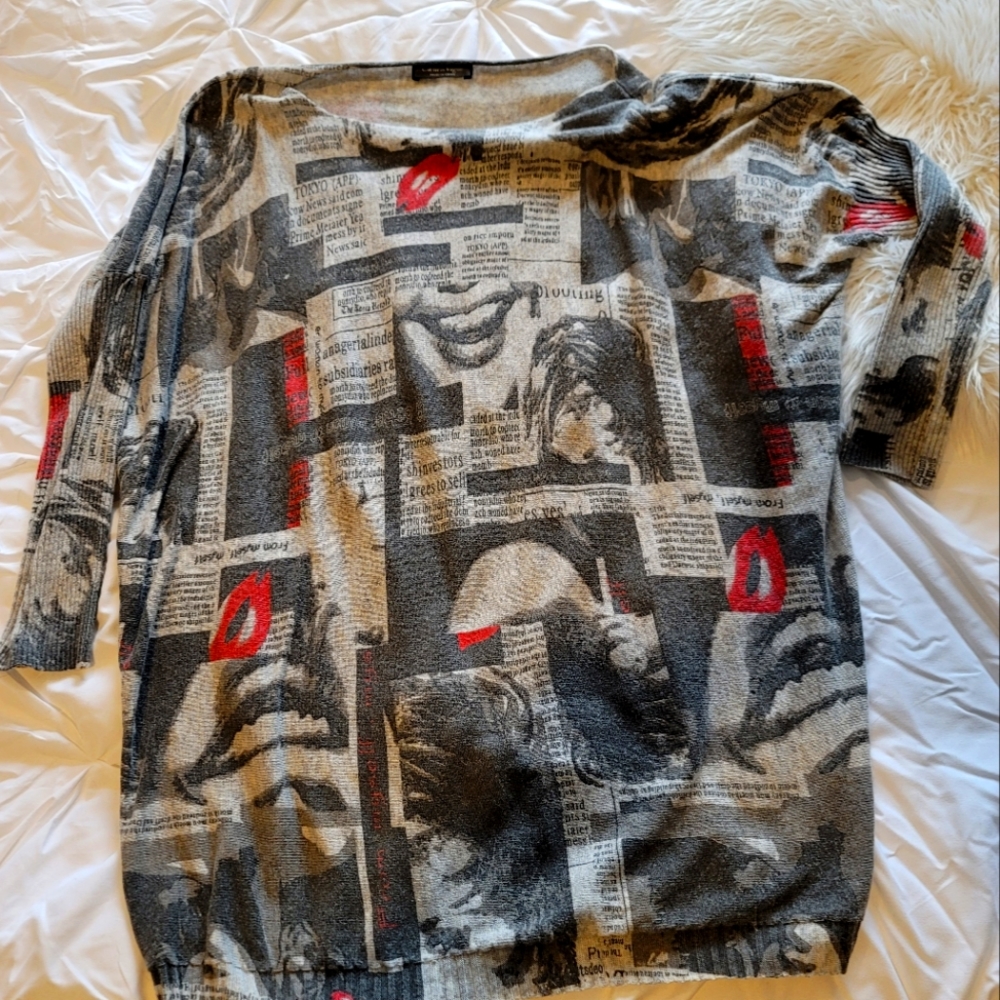 Unique News Print Sweater